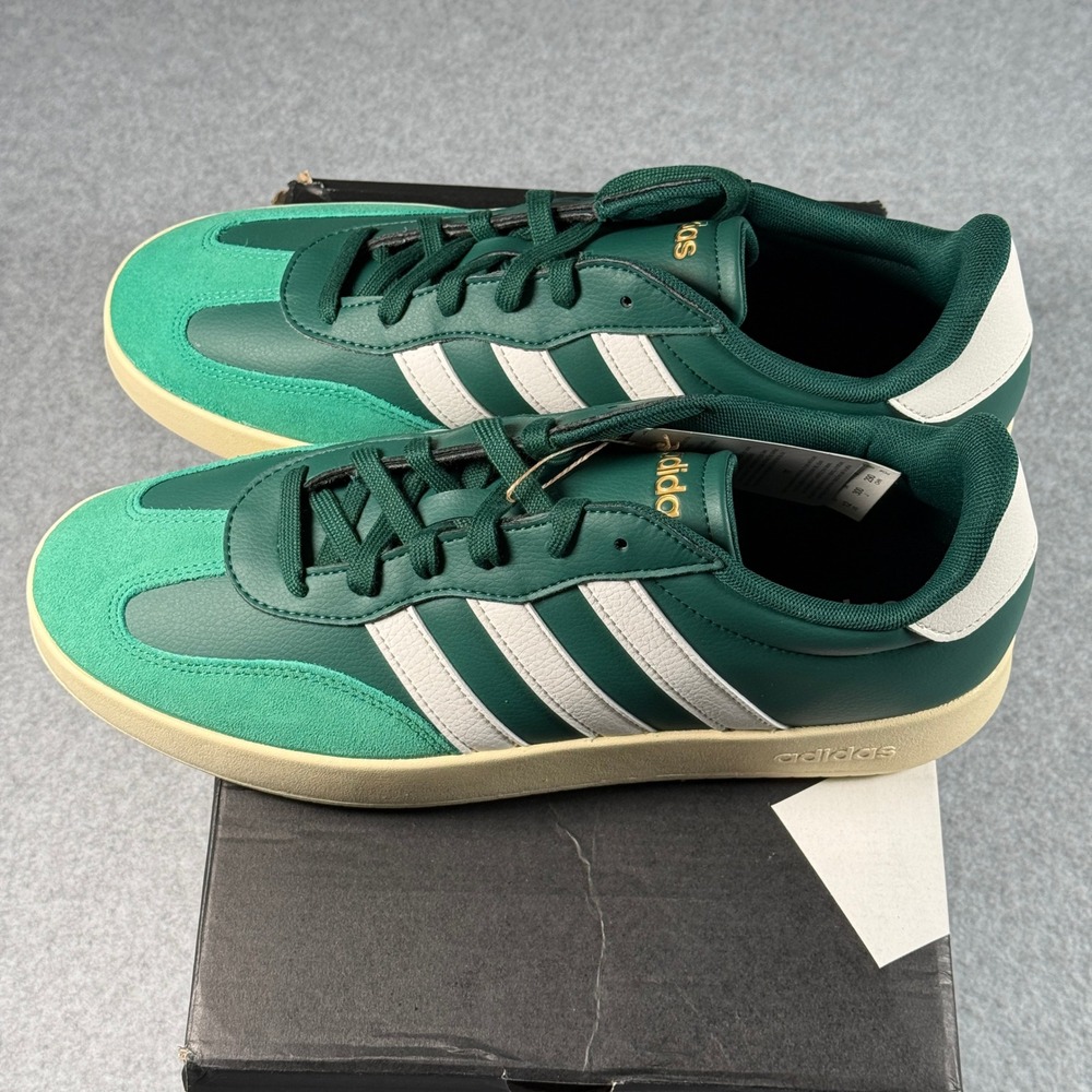 Adidas Barreda Dark Green White Men's 12 Retro Leather Suede Sneakers NIB - Picture 4 of 8